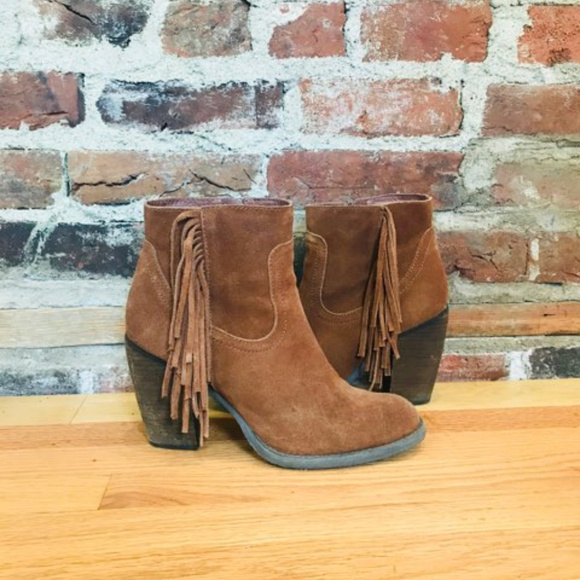 Dark brown suede fringe booties - Picture 2 of 5